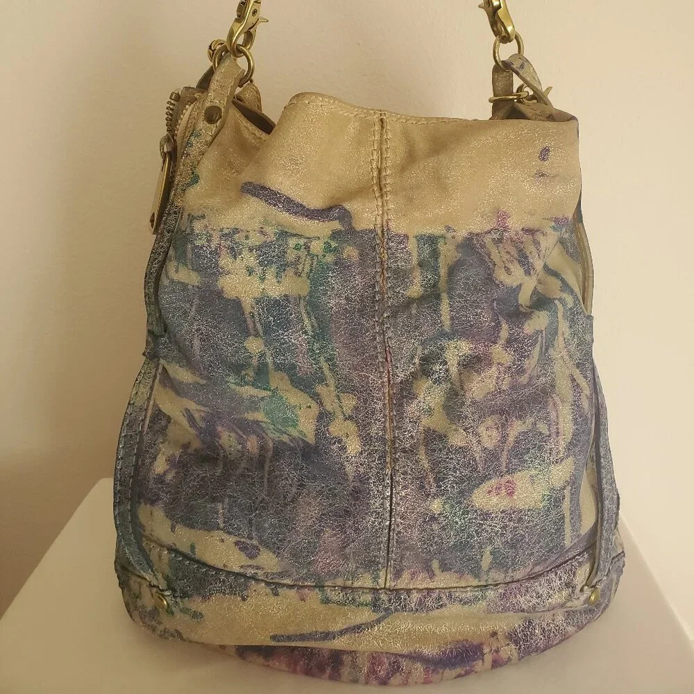 Painted Leather Purse glitter bag pink purple blue beige tan cowgirl fossil dyed